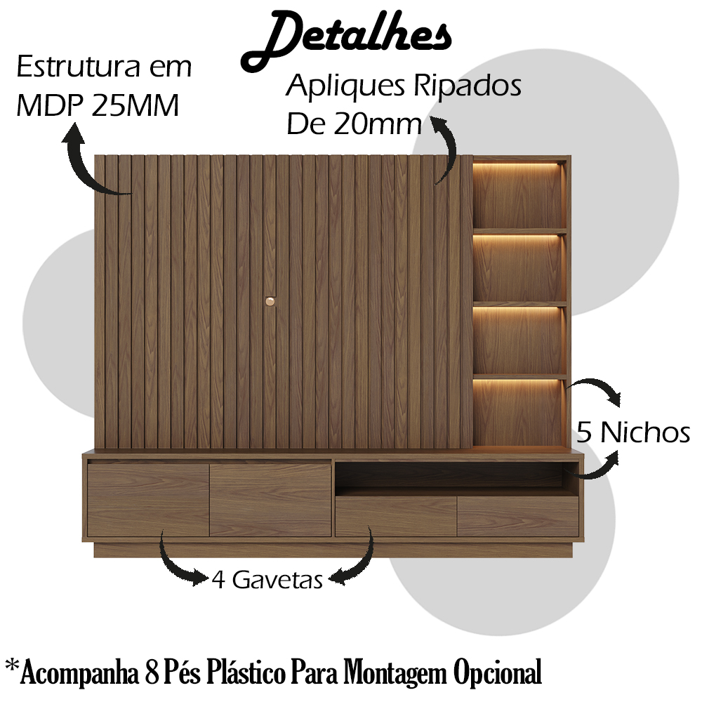Estante Home Para TV 82 Polegadas Cancun CLB