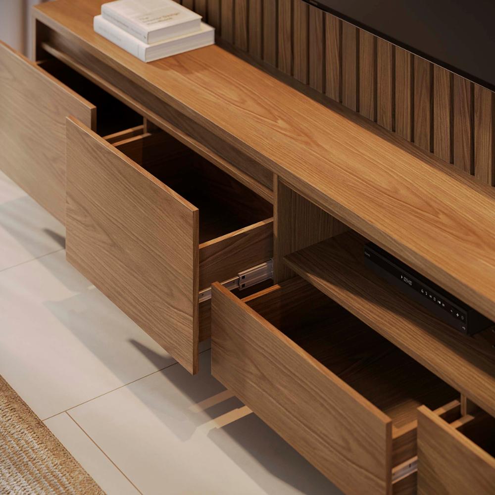 Home Estante Rack Cancun Para TV até 82 Polegadas Amendoa