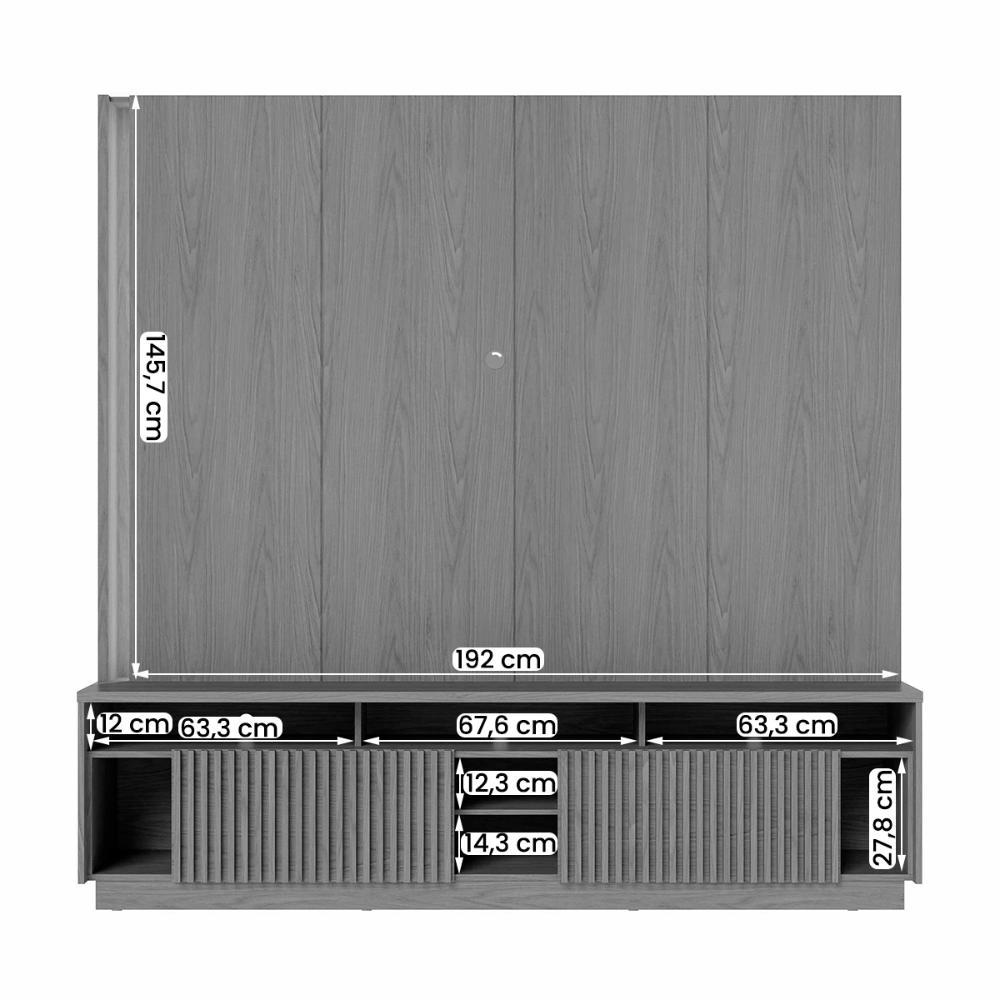 Home Estante Rack Jordão Para TV até 75 Polegadas com LED Off White Matte/Freijo
