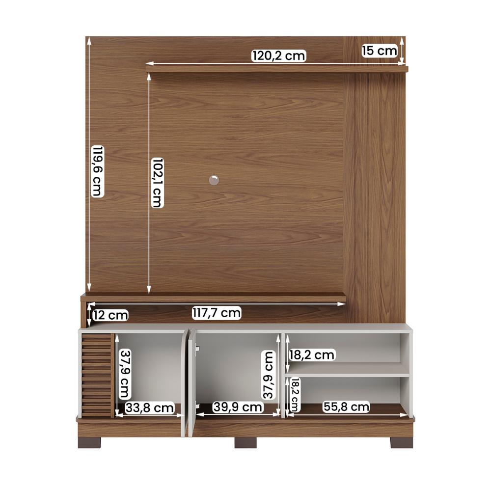 Home Estante Rack Jurere 1500 LED Para TV até 65 Polegadas Amendoa/Off White Matte