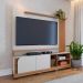 Home Estante Rack Jurere 1800 LED Para TV até 75 Polegadas Off White Matte/Freijo