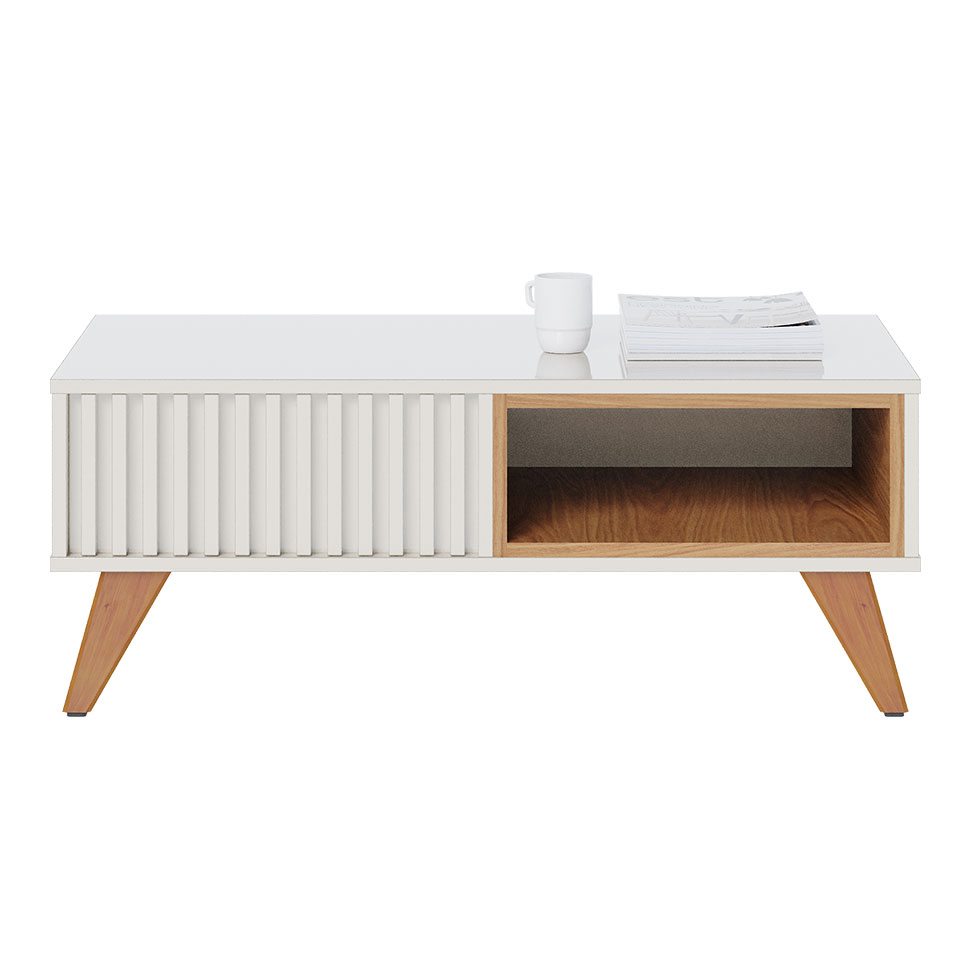 Mesa de Centro Jeri Off White e Freijó