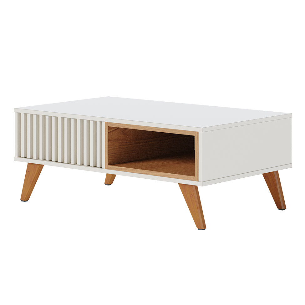 Mesa de Centro Jeri Off White e Freijó