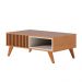Mesa de Centro Jeri Sala com Pés de Madeira Maciça Freijo/Off White Matte