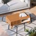 Mesa de Centro Jeri Sala com Pés de Madeira Maciça Freijo/Off White Matte