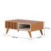 Mesa de Centro Jeri Sala com Pés de Madeira Maciça Freijo/Off White Matte
