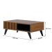 Mesa de Centro Jeri Sala com Pés de Madeira Maciça Noce Milano/Preto Fosco