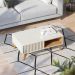 Mesa de Centro Jeri Sala com Pés de Madeira Maciça Off White/Freijo