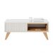 Mesa de Centro Jeri Sala com Pés de Madeira Maciça Off White/Freijo