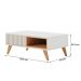 Mesa de Centro Jeri Sala com Pés de Madeira Maciça Off White/Freijo