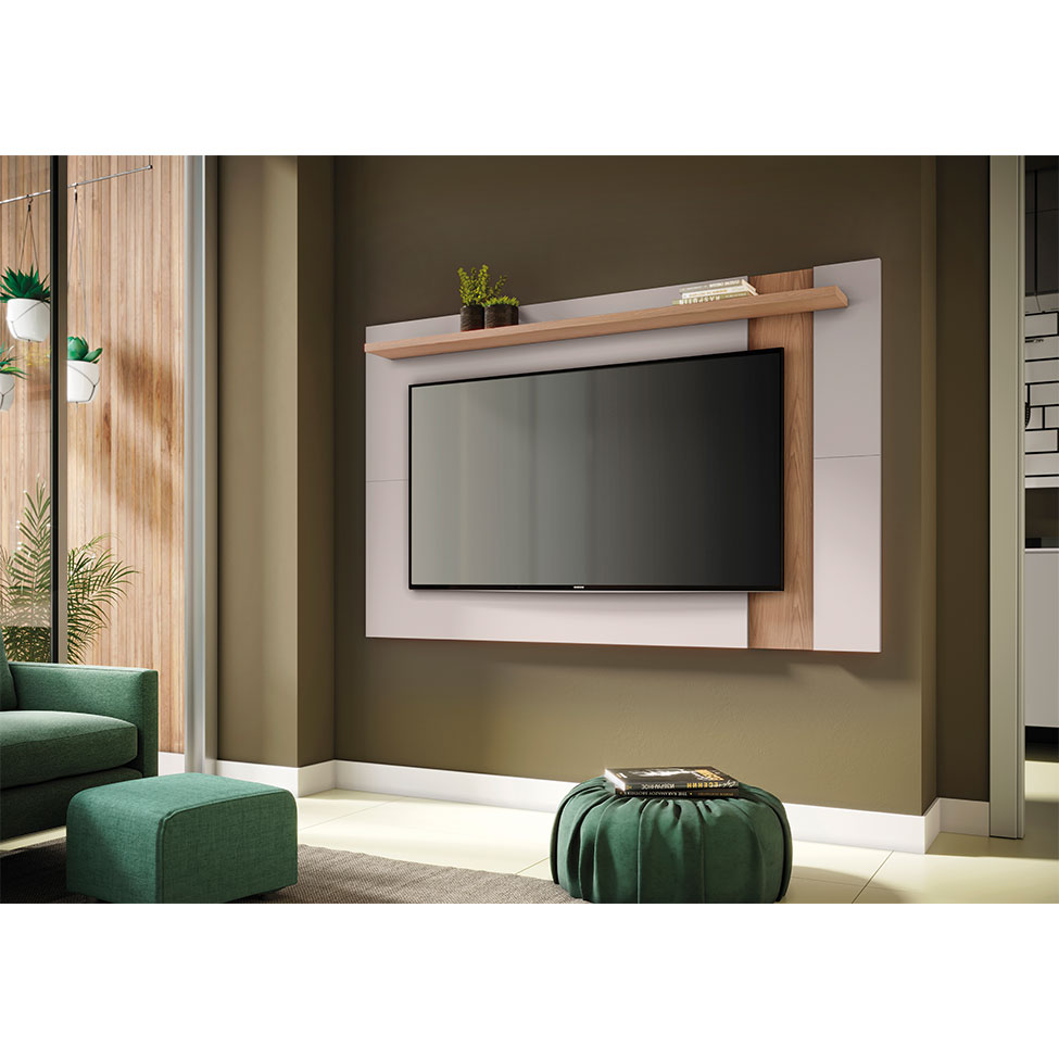 Painel Extensível para TV até 70 Polegadas Leme Off White e Freijó