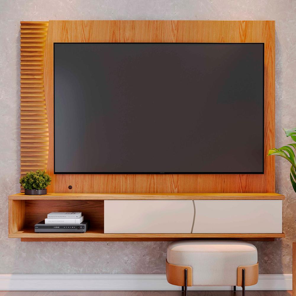 Painel Home Suspenso Egeu Para TV até 65" Polegadas Freijo/Off White Matte