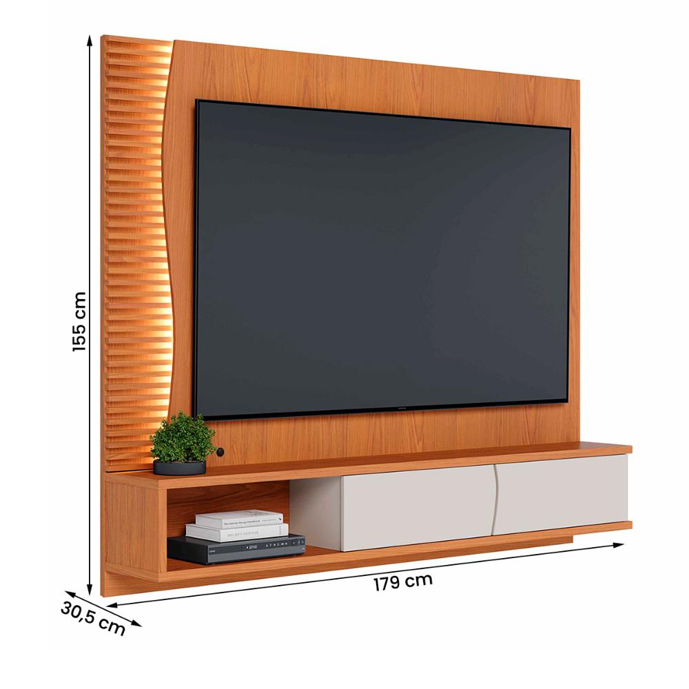 Painel Home Suspenso Egeu Para TV até 65" Polegadas Freijo/Off White Matte