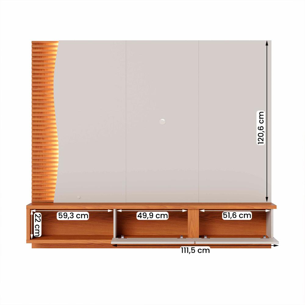 Painel Home Suspenso Egeu Para TV até 65" Polegadas Off White Matte/Freijo
