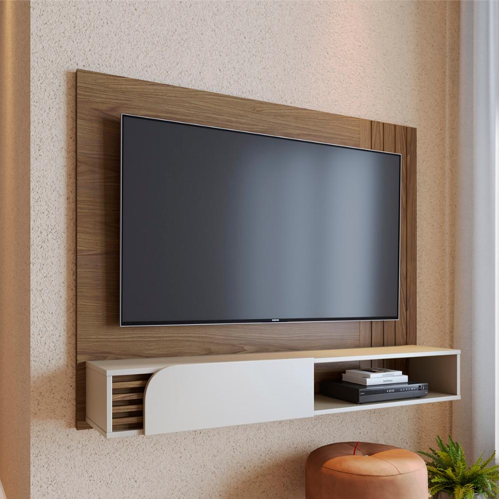 Painel Home Suspenso Jurere 1.6 Para TV até 60" Polegadas Amendoa/Off White Matte