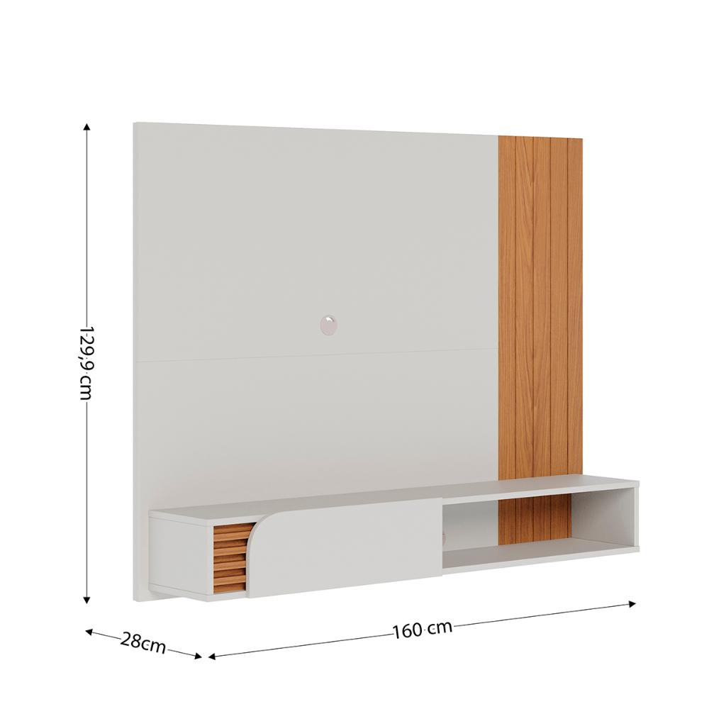 Painel Home Suspenso Jurere 1.6 Para TV até 60" Polegadas Off White Matte/Freijo