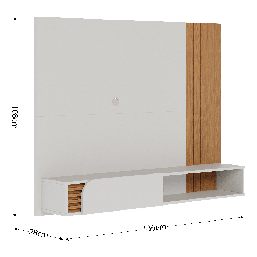 Painel Home Suspenso TV 60 Polegadas Jurere Off White Matte Freijo CLB