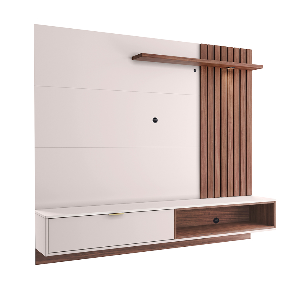 Painel para TV até 60 Polegadas Tocantins I Off White e Nogueira Real