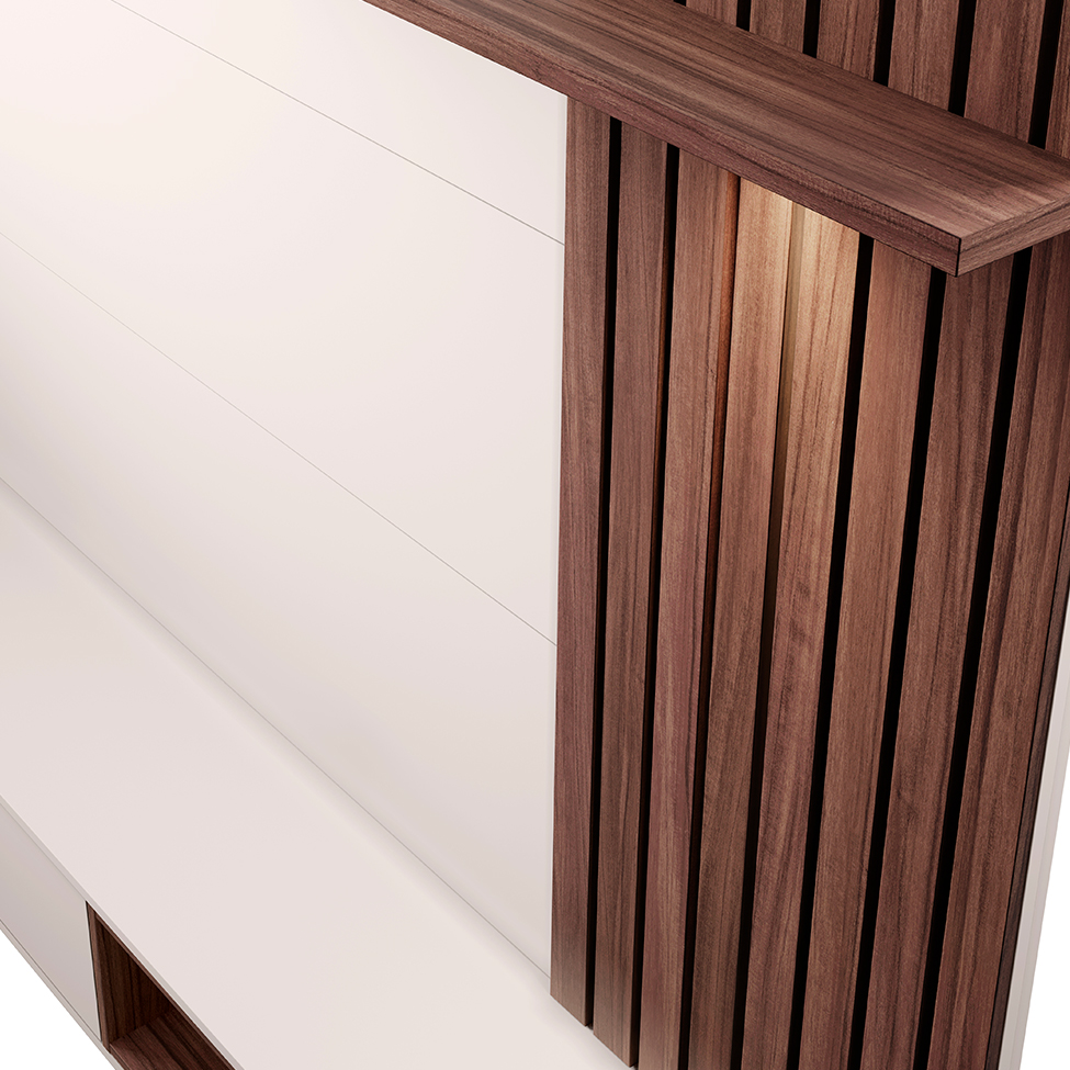 Painel para TV até 60 Polegadas Tocantins I Off White e Nogueira Real