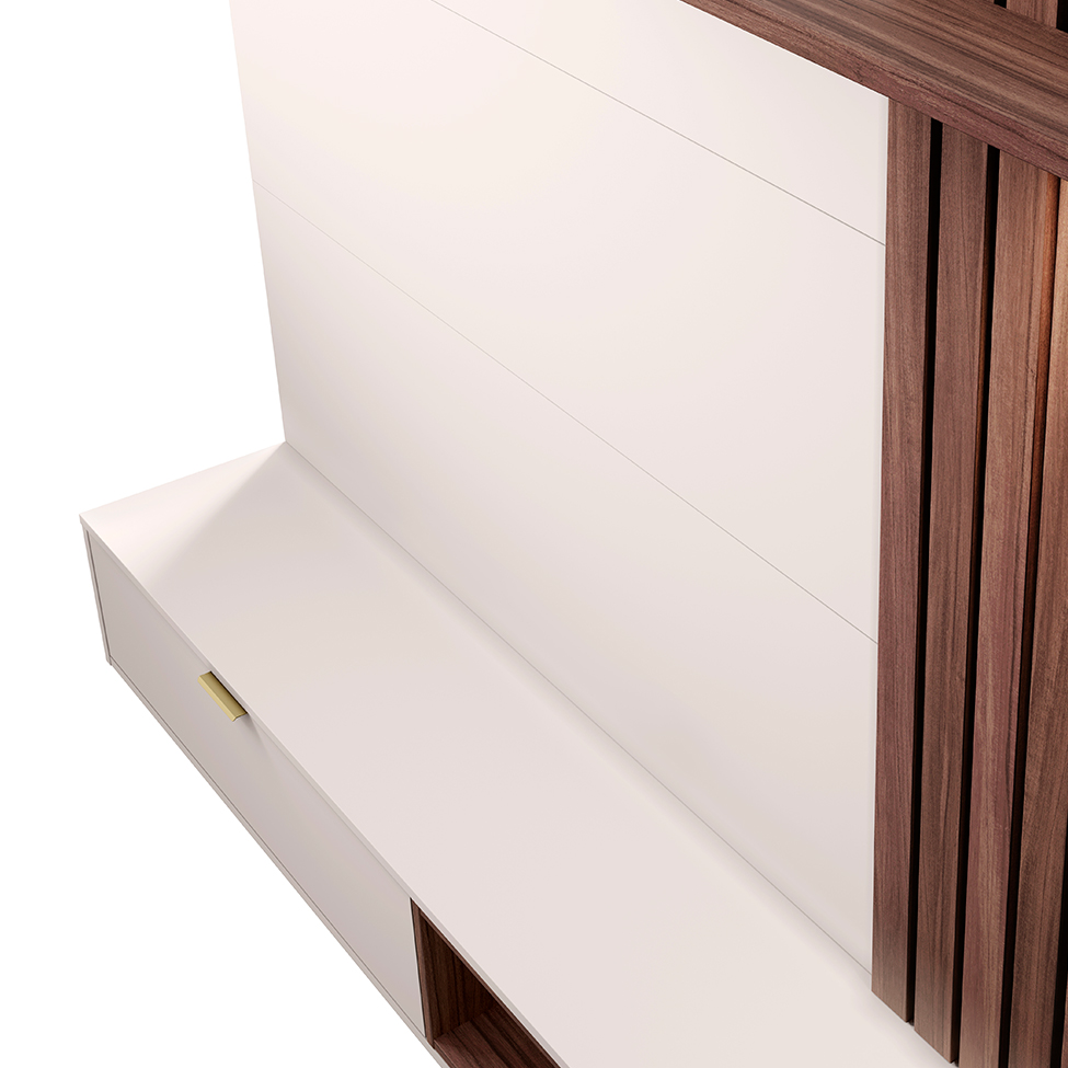 Painel para TV até 60 Polegadas Tocantins II Off White e Nogueira Real