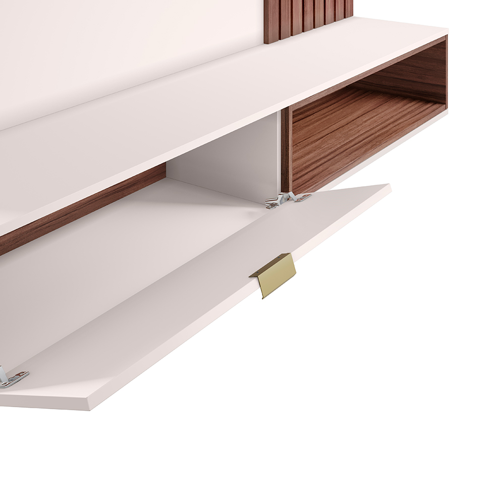 Painel para TV até 60 Polegadas Tocantins II Off White e Nogueira Real