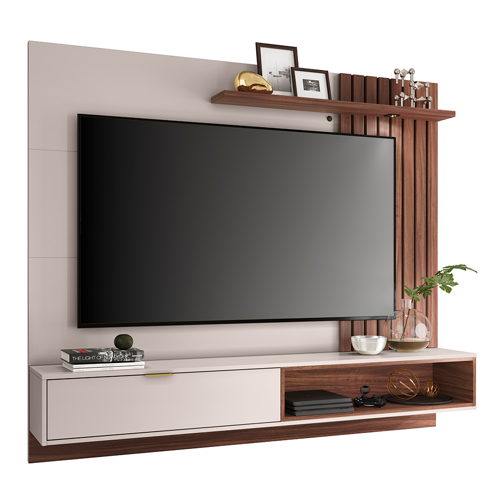 Painel para TV até 60 Polegadas Tocantins II Off White e Nogueira Real