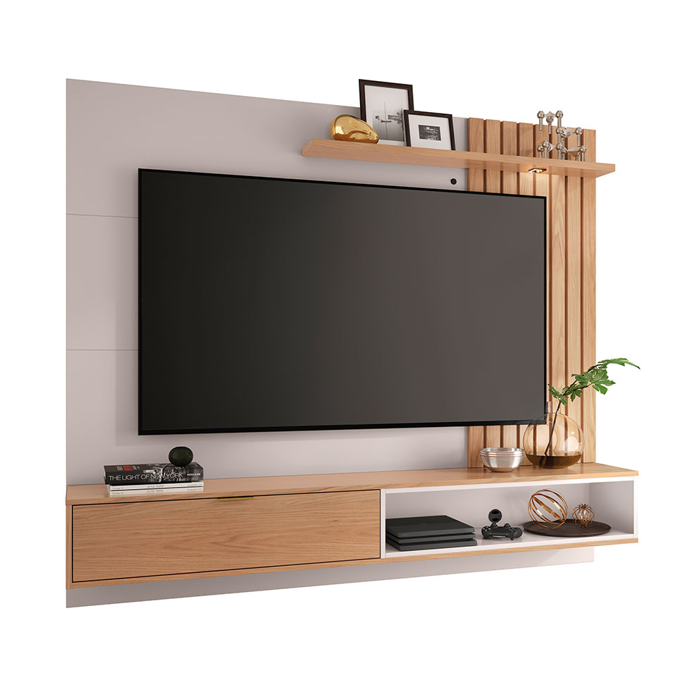 Painel para TV até 65 Polegadas Tocantins Off White e Freijó