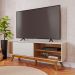 Rack Bancada Otawa TV até 60 Polegadas Pés de Madeira Maciça Off White Matte/Freijo