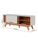 Rack Bancada Otawa TV até 60 Polegadas Pés de Madeira Maciça Off White Matte/Freijo