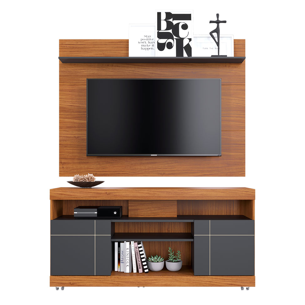 Rack com Painel para TV até 47 Polegadas Yara Noce e Preto 136 cm