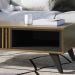 Mesa de Centro Kerry 1 Nicho 4 Pés em Madeira Maciça Noce Milano / Preto Fosco