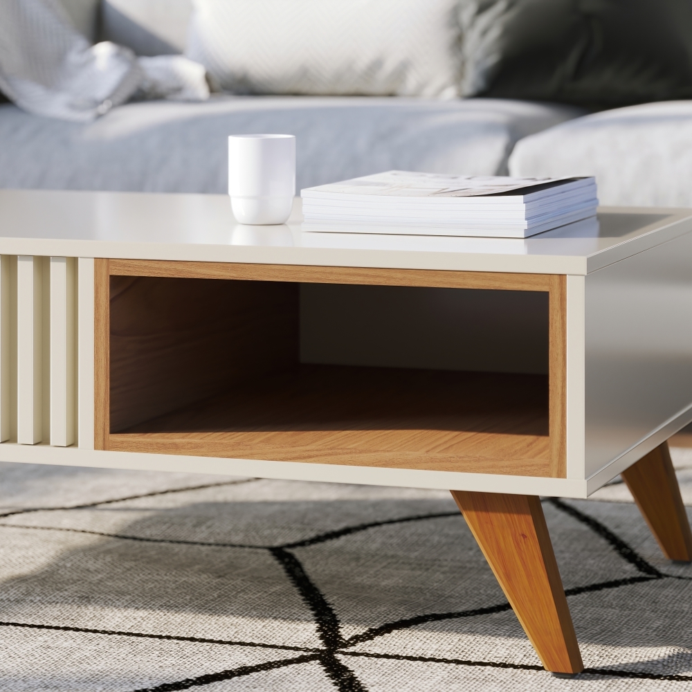 Mesa de Centro Lujan Off White / Freijó