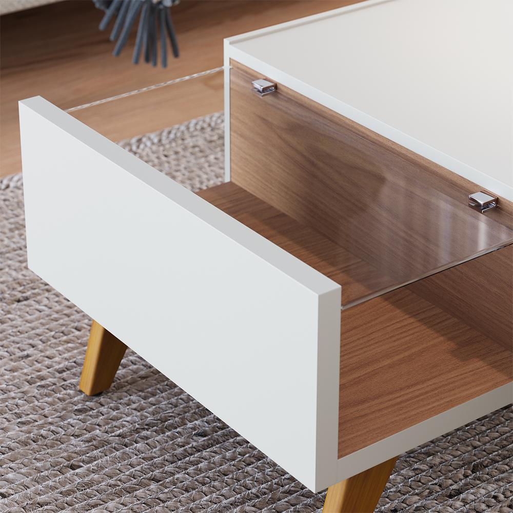 Mesa de Centro Noronha 1 Gaveta Off White Matte/Freijó - Colibri