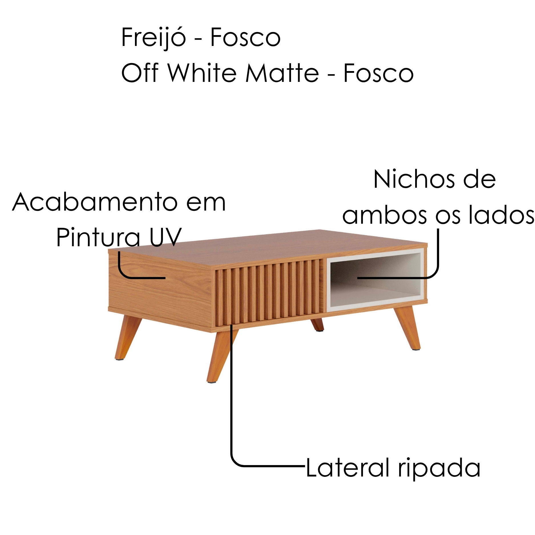 Mesa de Centro Para Sala 91 cm Jeri Freijo Off White Matte Colibri