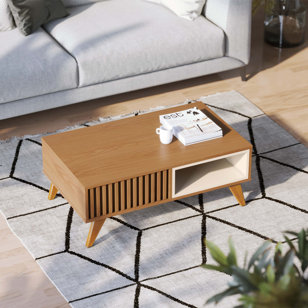Mesa de Centro Para Sala 91 cm Jeri Freijo Off White Matte Colibri