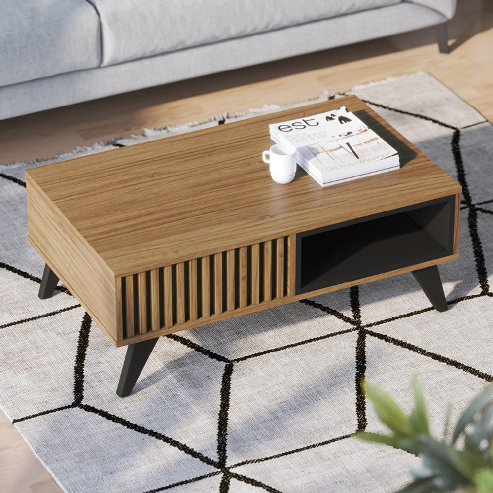 Mesa de Centro Para Sala 91 cm Jeri Noce Milano Preto Colibri