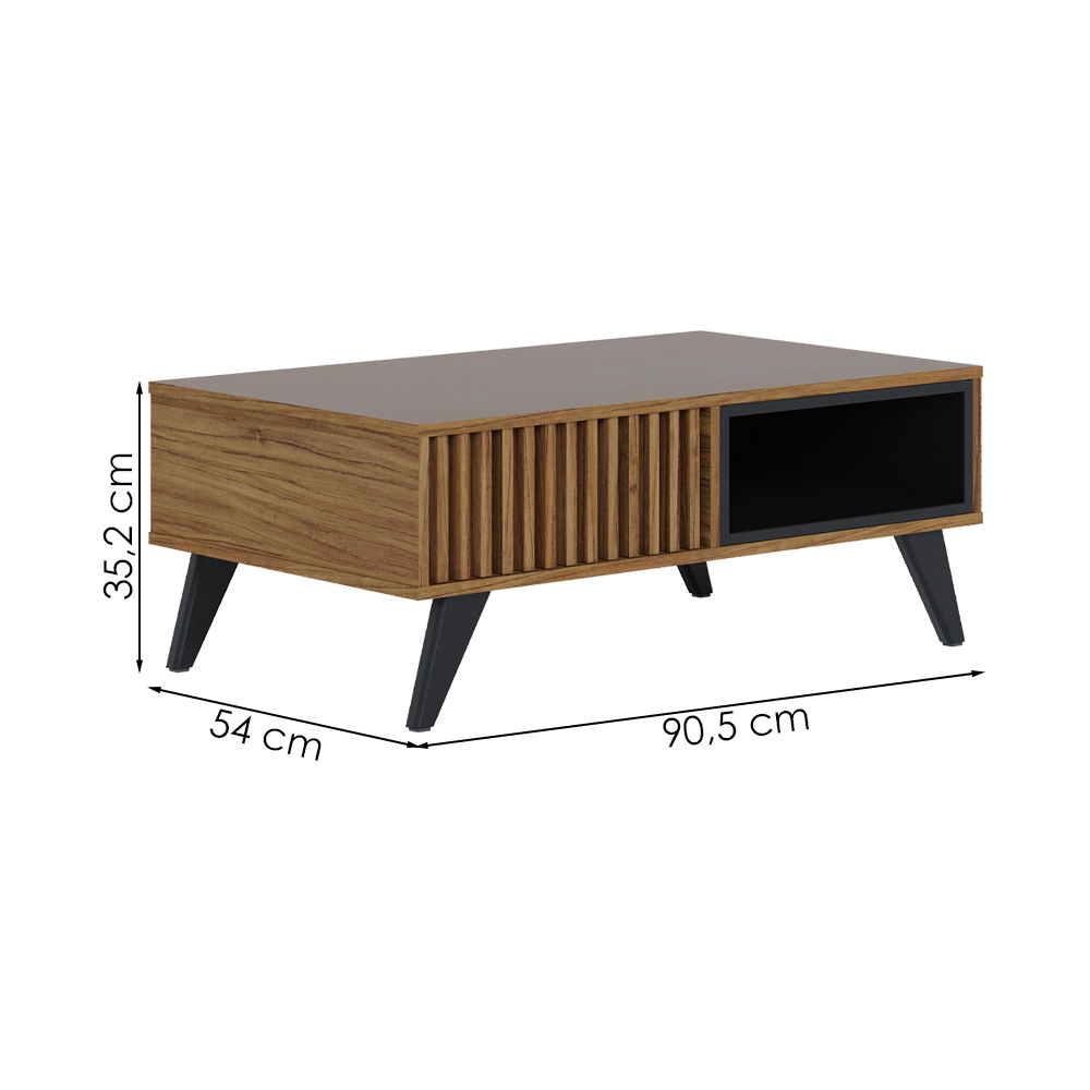 Mesa de Centro Para Sala 91 cm Jeri Noce Milano Preto Colibri