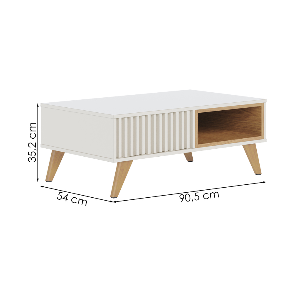 Mesa de Centro Para Sala 91 cm Jeri Off White Freijo Colibri
