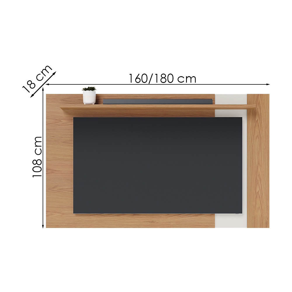 Painel Extensivel Tv 70 Pol 180 cm Leme Freijo Off White Matte Colibri