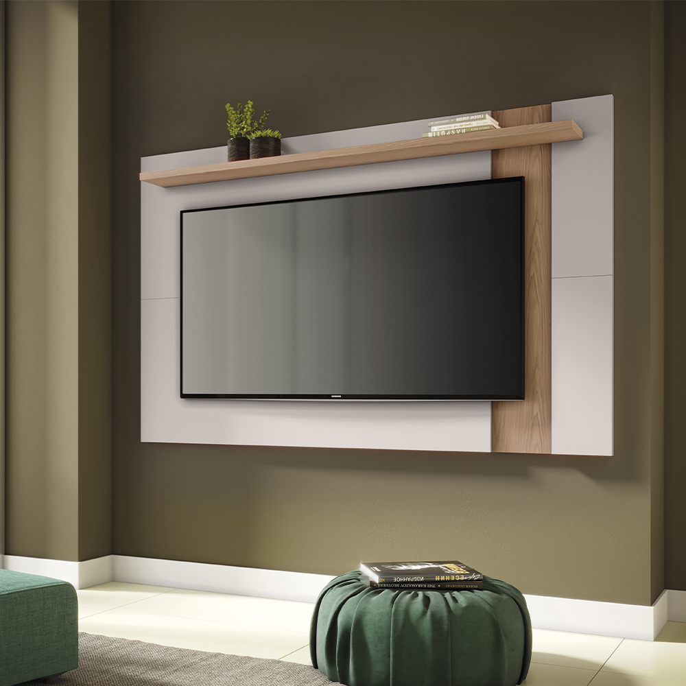 Painel Extensivel Tv 70 Pol 180 cm Leme Off White Freijo Colibri