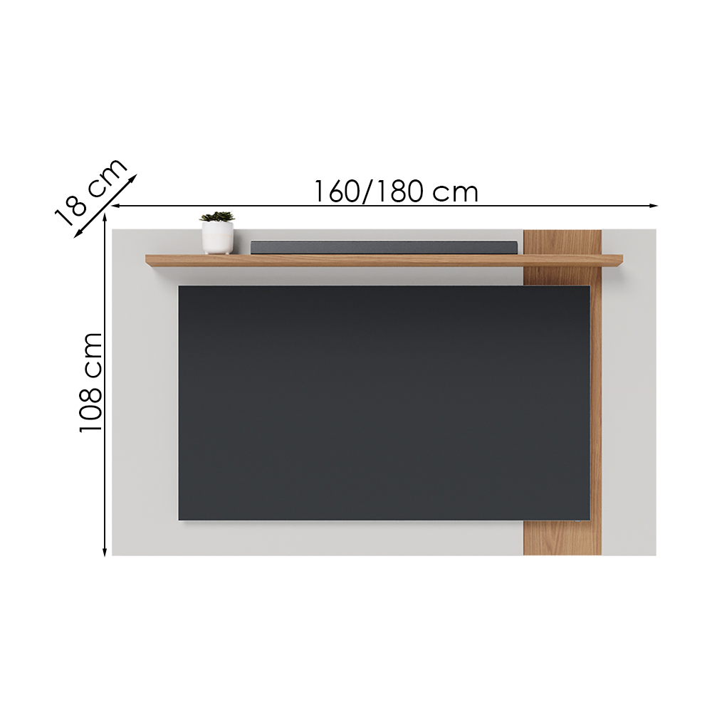 Painel Extensivel Tv 70 Pol 180 cm Leme Off White Matte Freijo Colibri