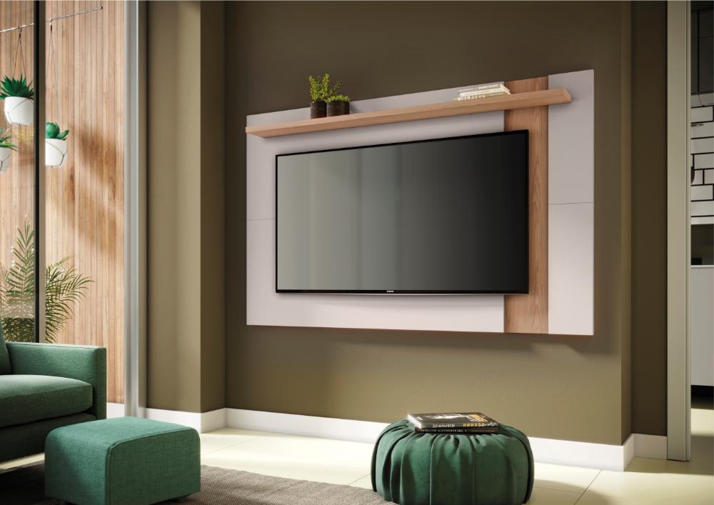 Painel Extensivel para TV ate 70 Polegadas Doha Off-White Matte Freijo