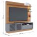 Painel Home Theater Conquista 1 Porta 70" Polegadas Freijó / Cinza Fosco