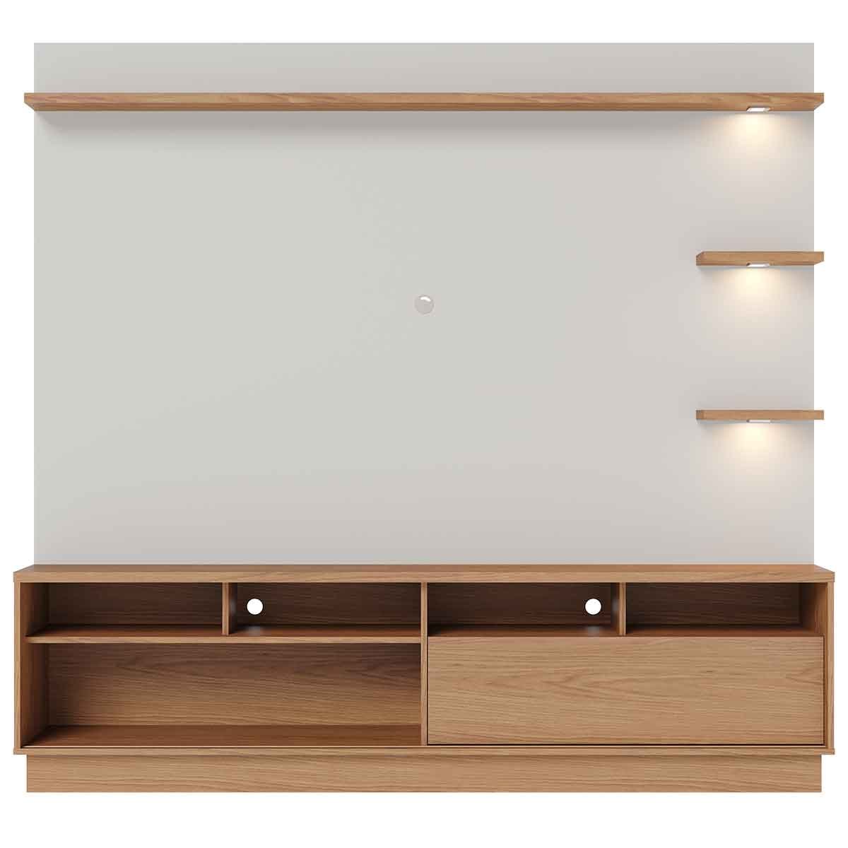 Painel Home Theater Conquista 1 Porta 70" Polegadas Freijó / Off White Matte