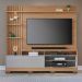 Painel Home Theater Invernia 4 Prateleiras Spot LED c/ Pés 65" Polegadas Freijó / Cinza Fosco
