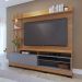 Painel Home Theater Invernia 4 Prateleiras Spot LED c/ Pés 65" Polegadas Freijó / Cinza Fosco