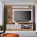 Painel Home Theater Invernia 4 Prateleiras Spot LED s/ Pés 65" Polegadas Freijo/Off White