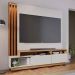 Painel Home Theater Itaumá 2 Portas Basculante 75" Polegadas Off White Matte / Freijó