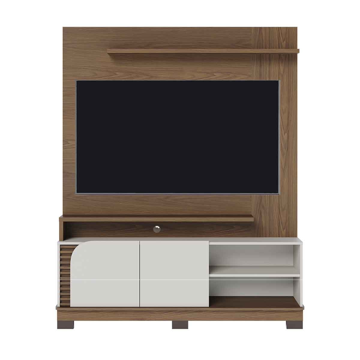 Painel Home Theater Jureli 2 Portas 1.5 até 65" Polegadas Amêndoa/Off White