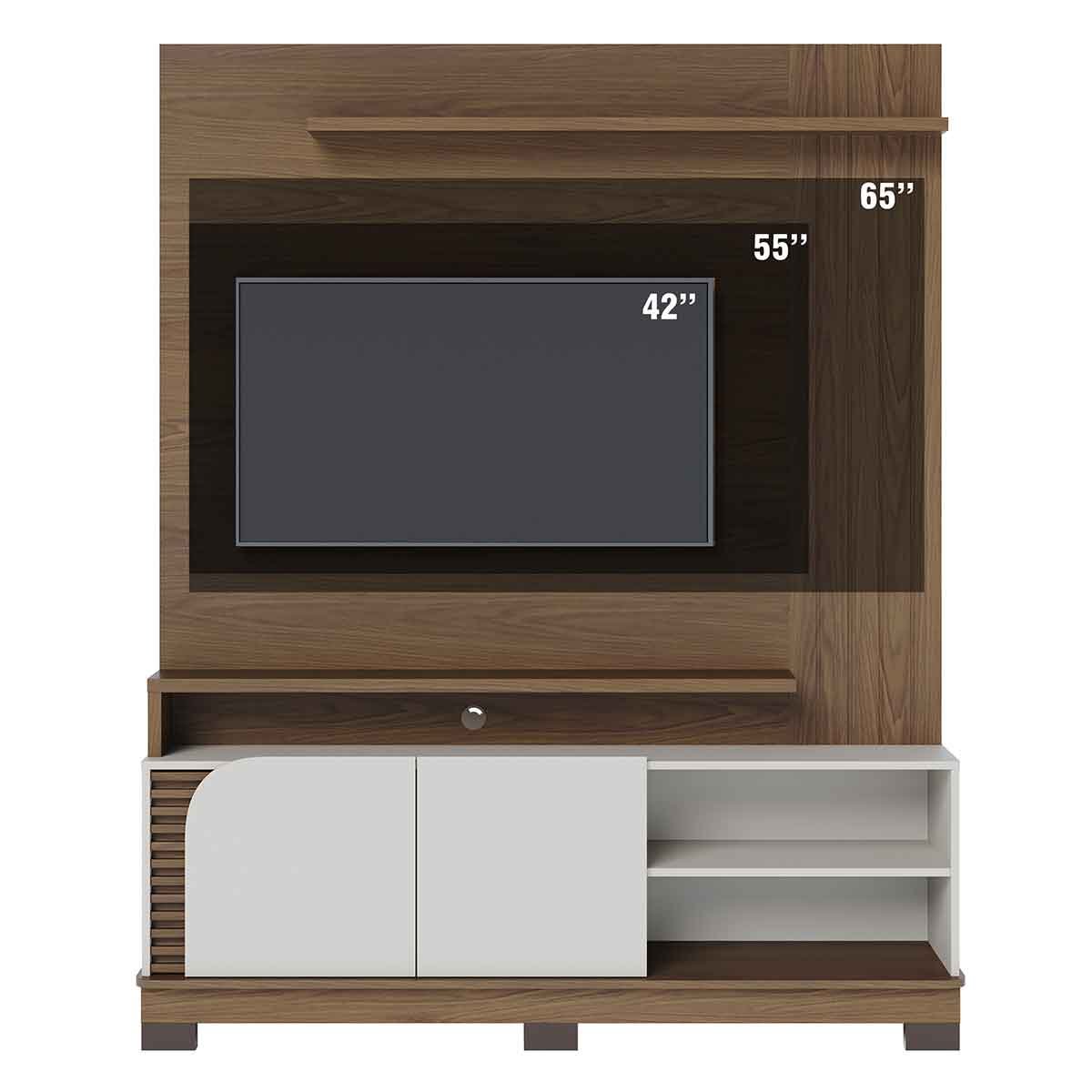 Painel Home Theater Jureli 2 Portas 1.5 até 65" Polegadas Amêndoa/Off White